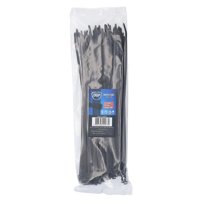 Amarras plásticas DGP 300 × 4,8 mm negras — bolsa de 100