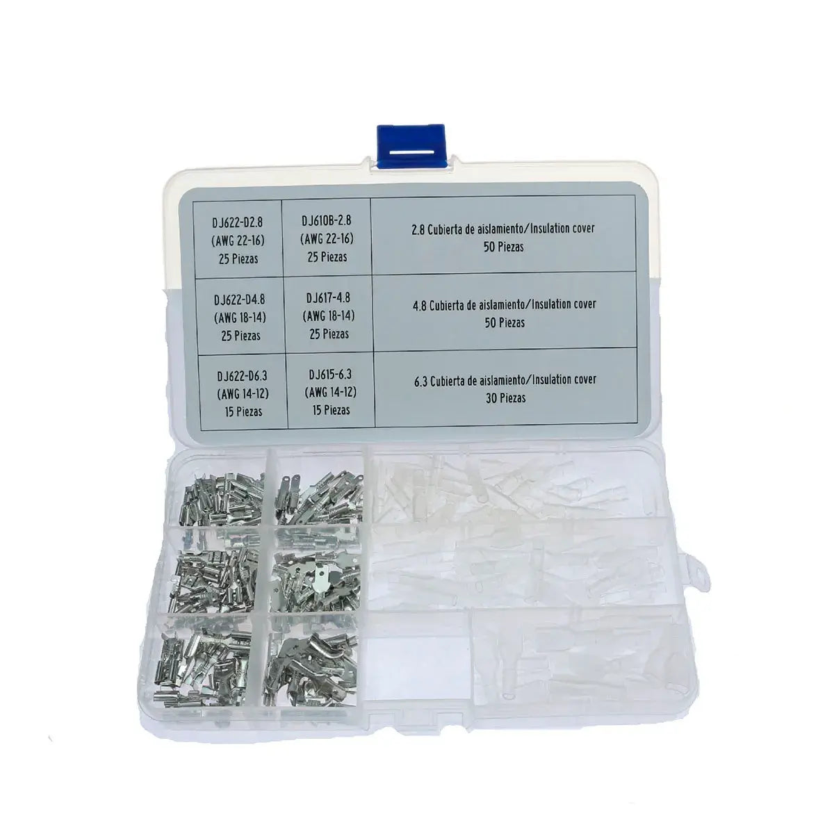 Caja abierta DGP de terminales y fundas aislantes, set de 260 piezas.